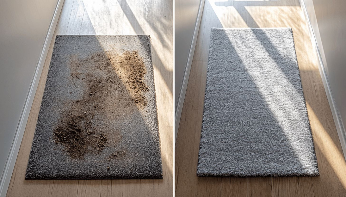 Wie beeinflusst eine graue Schmutzfangmatte die Raumwirkung?